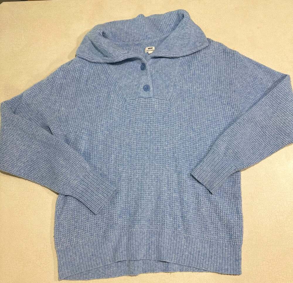 Aerie Women's Oversized CozyUp Waffle Button Sweater Color Vitamin Sea Size S